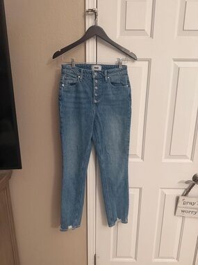 PAIGE Sarah slim size 27 High-Rise Button-Fly in Light Blue Denim. Like new.